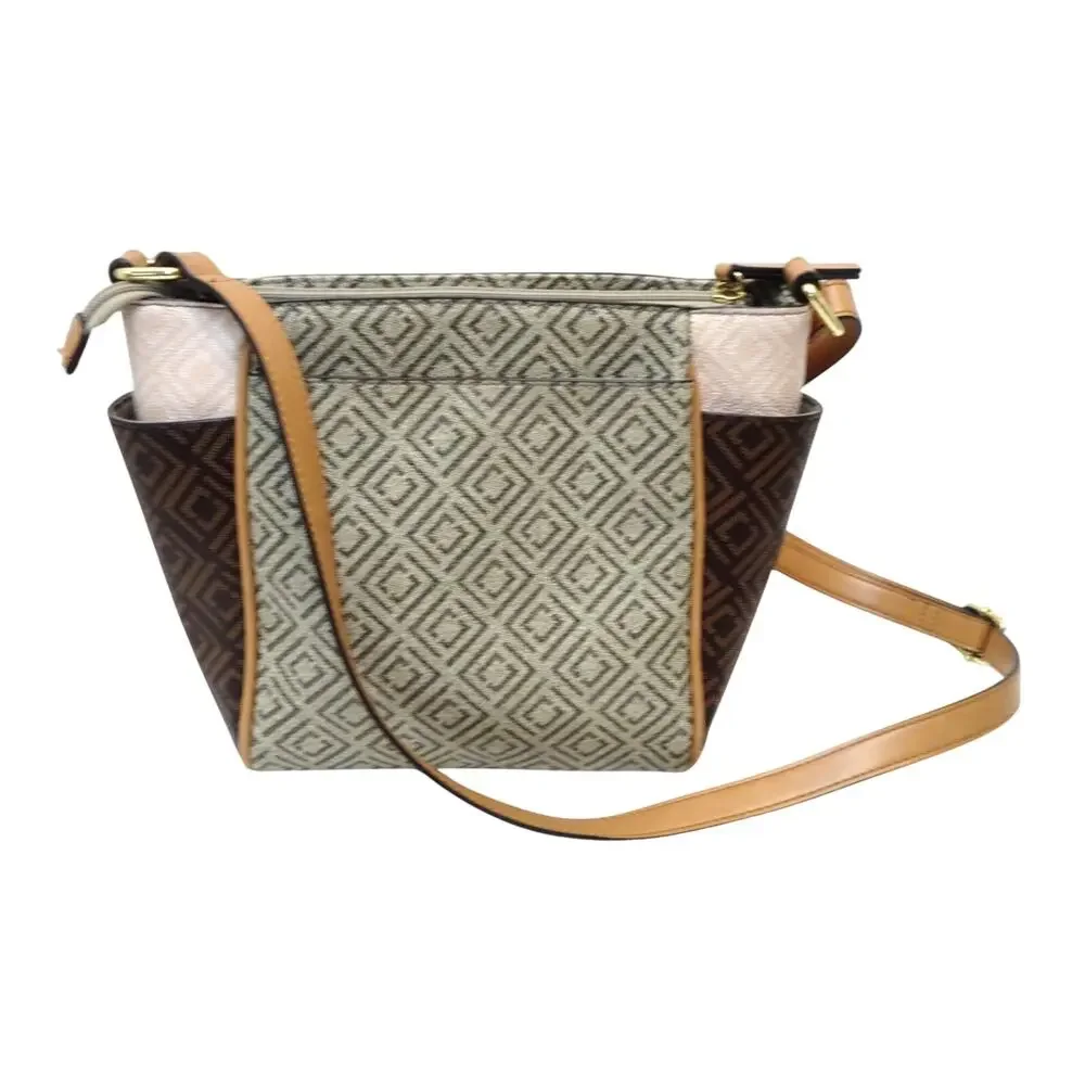 Liz Claiborne Brown & Beige Geometric Crossbody Bag